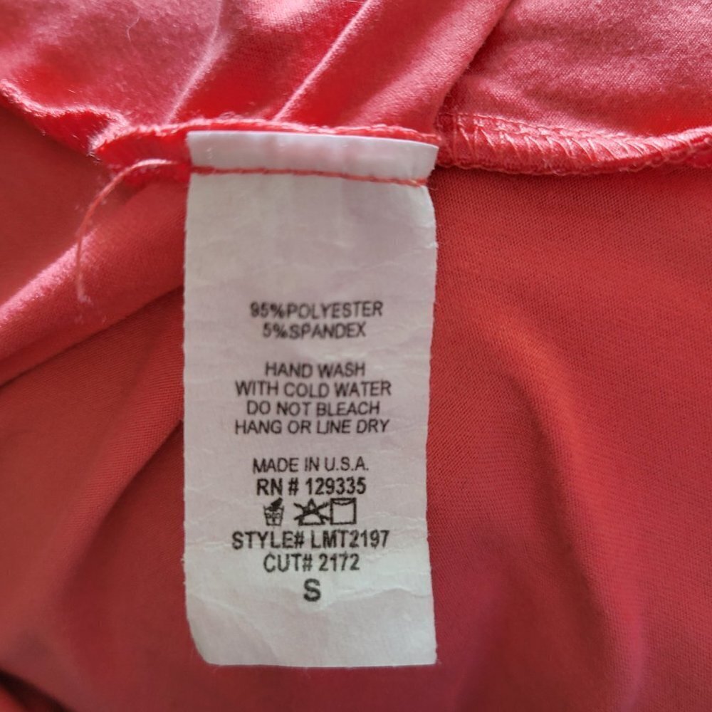 Lovely Melody top Coral NEW Boutique Small BOHO stretchy crochet arms flowy NWOT - Picture 10 of 12